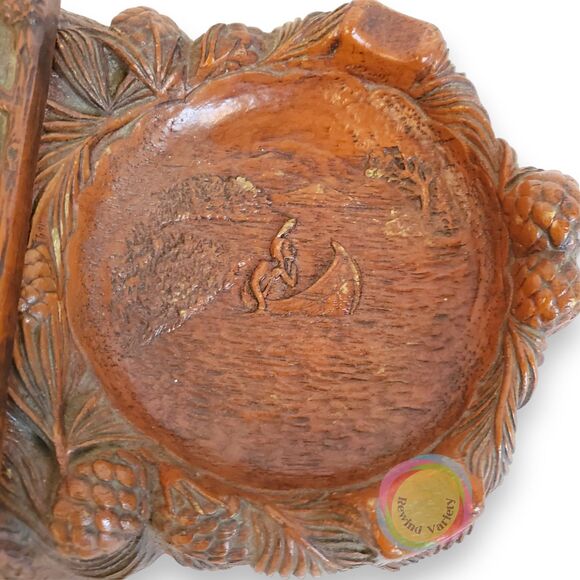 VTG ANCO Redwood Ashtray Cigarette Box Mid Century Resin Bakelite Kitschy - Picture 6 of 16